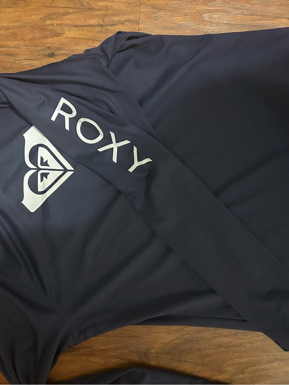 Roxy Women’s Navy Blue Long Sleeve Rash Guard with White Logo - Picture 7 of 8
